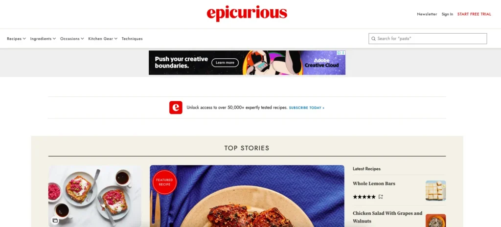 Epicurious.com - Top 10 Food Websites for Advertising Campaigns Epicurious.com - Top 10 Food Websites for Advertising Campaigns