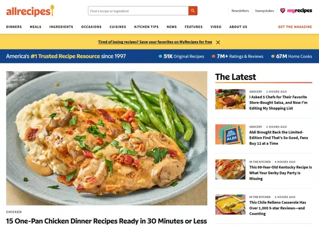 AllRecipes AllRecipes - Top 10 Food Websites for Advertising Campaigns