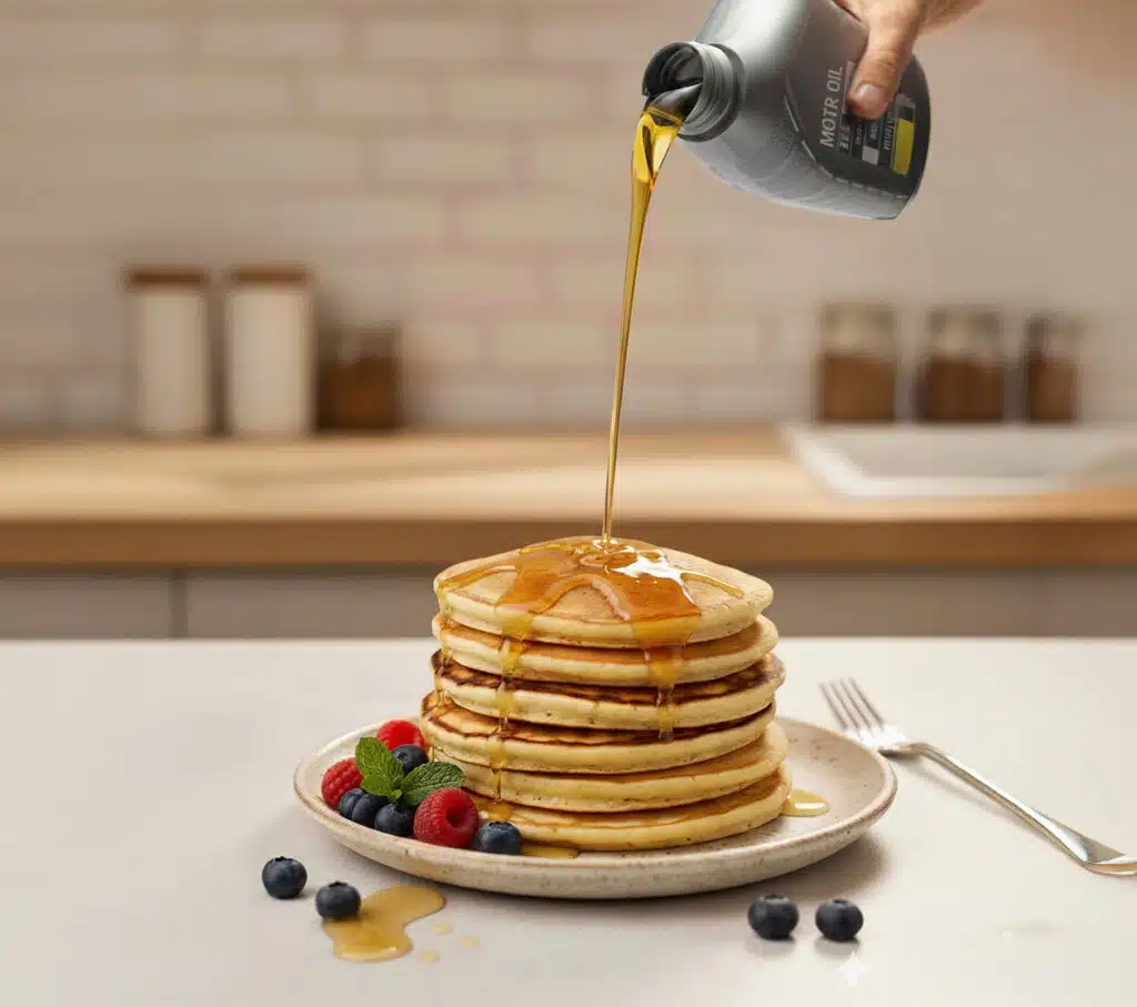 Engine oil and fabric protector in pancakes Engine oil and fabric protector in pancakes