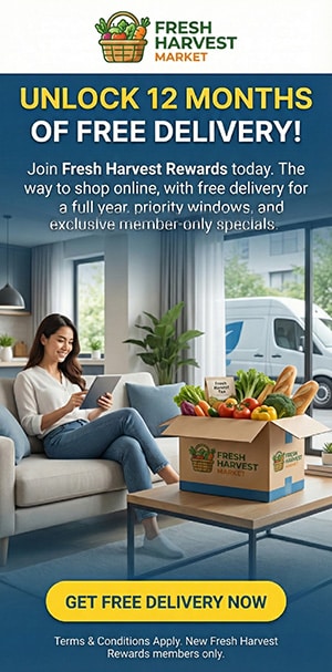 Fresh Harvest Market – Free Delivery – 300×600 Fresh Harvest Market - Free Delivery - 300x600