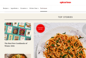Epicurious-Top 20 US Food Websites